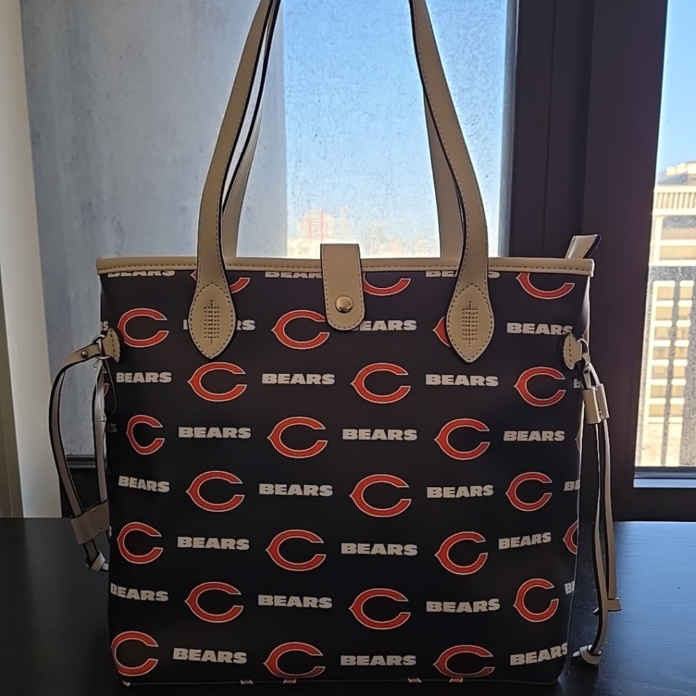 Little Earth Chicago Bears Blue Vinyl Tote Bag Purse NFL Licensed New With Tags